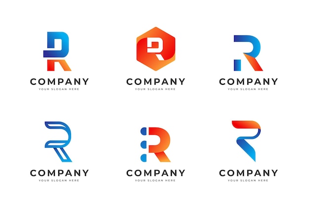 Vector conjunto de colección de plantillas de diseño de logotipo de letra r creativa