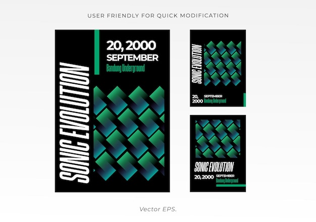 Conjunto de colección premium y2k ciudad de Bandung subterráneo estilo futurista cartel volante banner vector