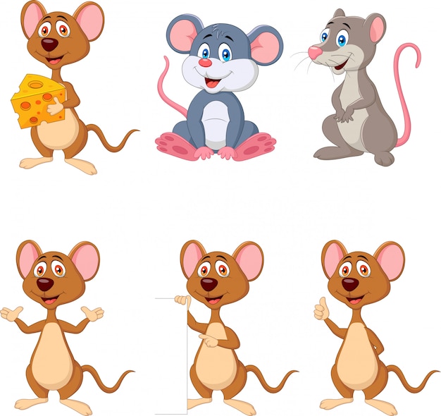 Conjunto de colección de ratón divertido de dibujos animados