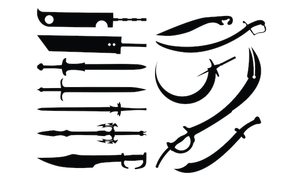 conjunto de colección de silueta de espada