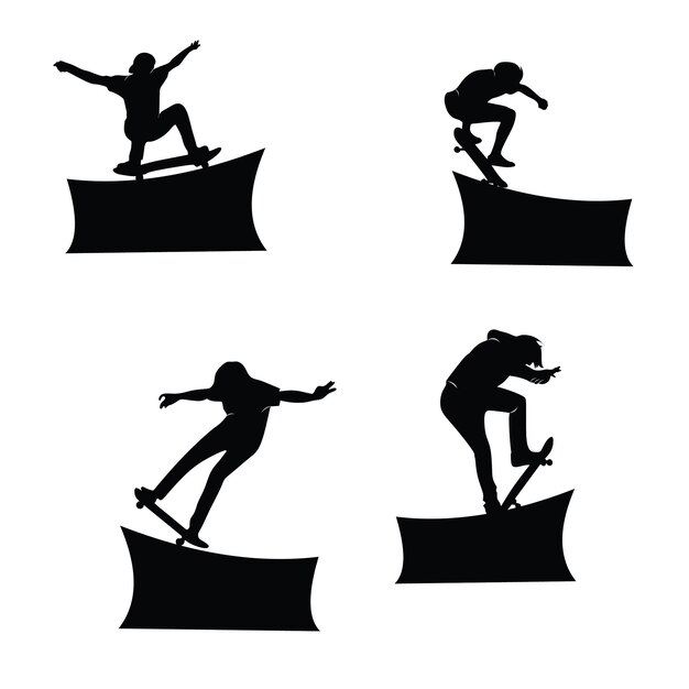 Conjunto de colección de siluetas de skaters