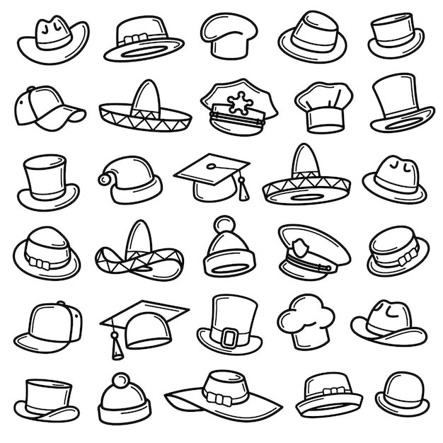 Conjunto de colección de sombreros Icono de colección sombrero Vector