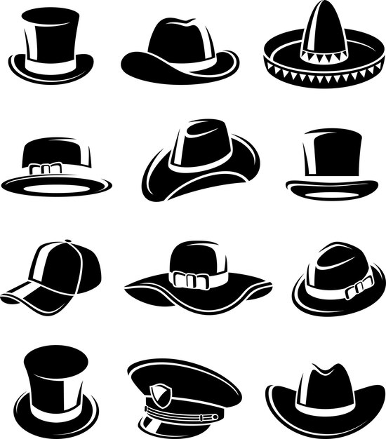 Conjunto de colección de sombreros Vector