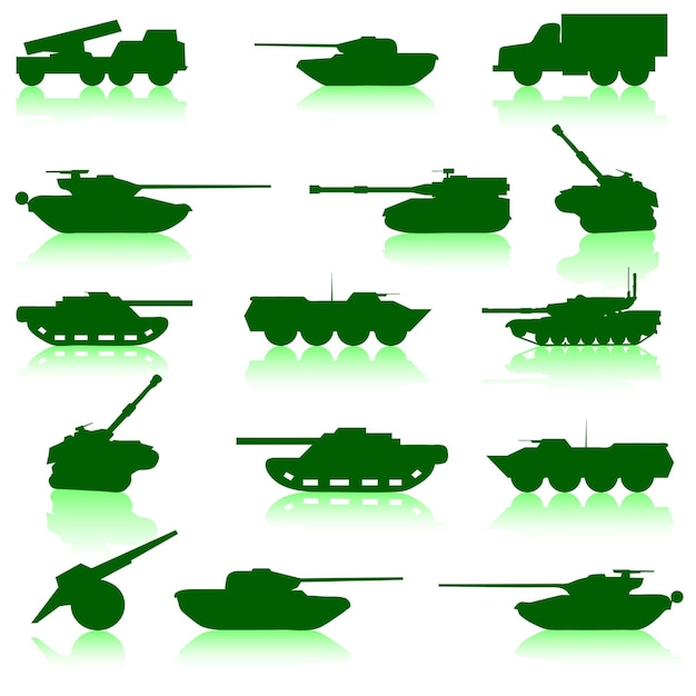 Conjunto de colección de tanques de armas.