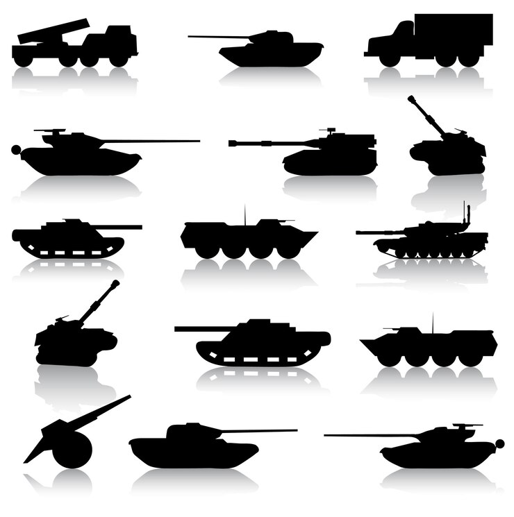 Vector conjunto de colección de tanques de armas.