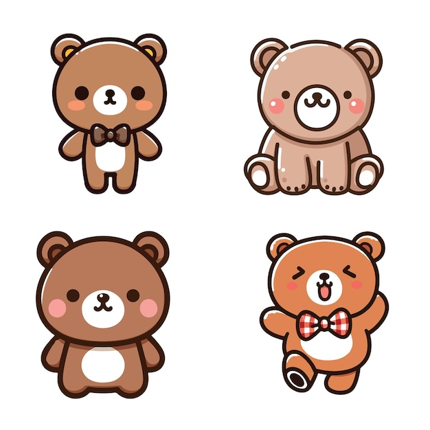 conjunto de colección vector oso lindo