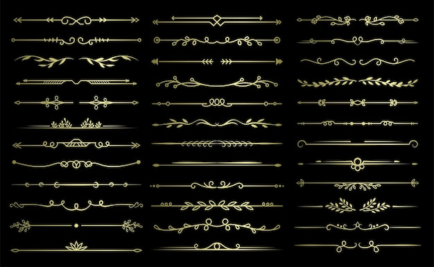 Vector conjunto de colección de vectores de adornos decorativos de oro