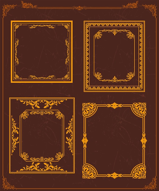 Conjunto de colección de vectores gratis de ilustración de vector de marco de borde de ornamento de etiqueta