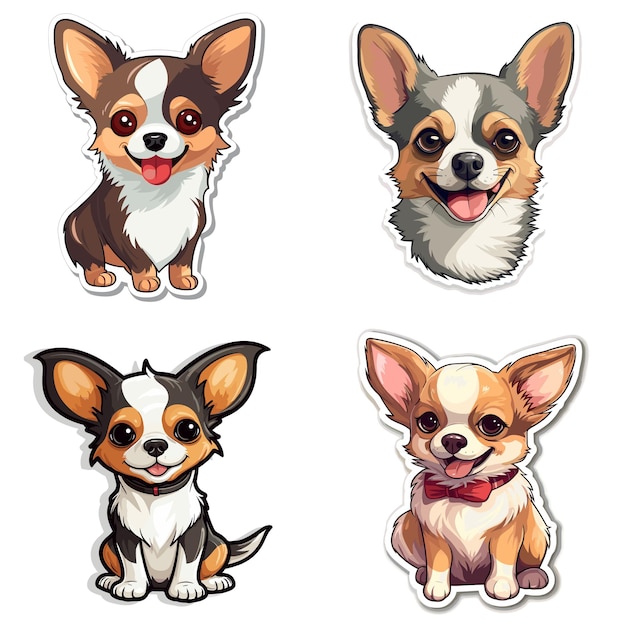 Vector conjunto de colección de vectores de perros y cachorros chihuahua