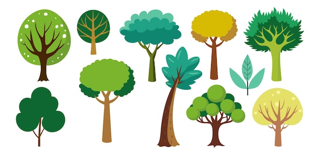 conjunto de colecciones de árboles dibujados a mano vector de ilustración para infografía u otros usos