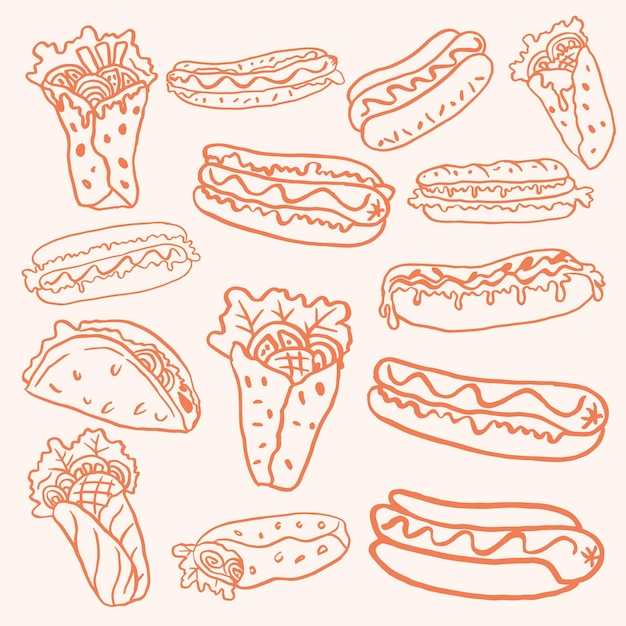 Conjunto de colecciones de comida rápida