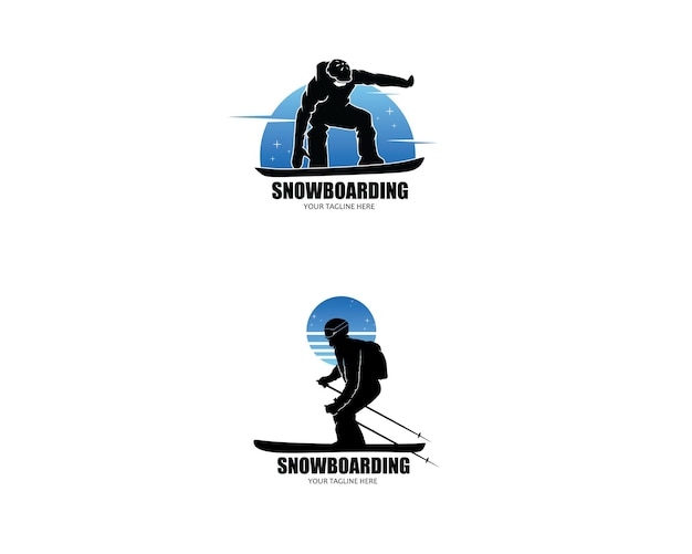 Conjunto de colecciones de diseño de vectores de siluetas de snowboard