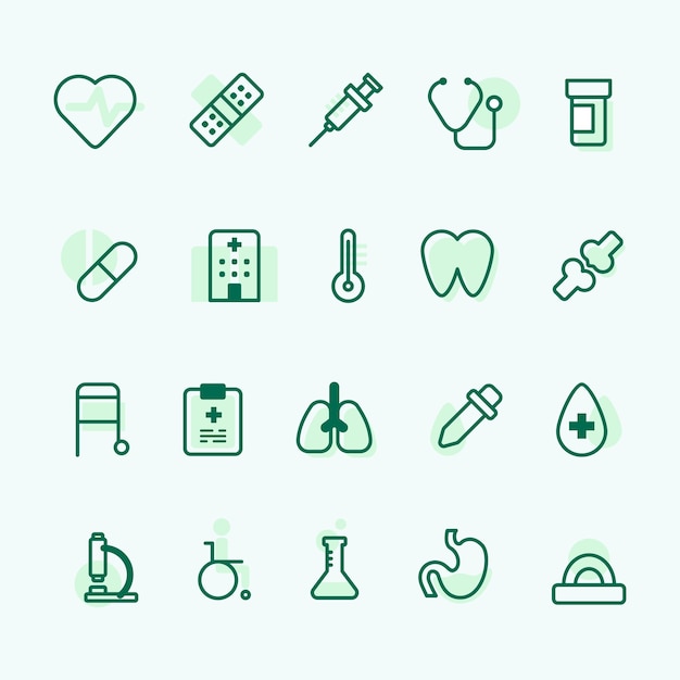 conjunto de colecciones de diseños de iconos médicos dibujados a mano