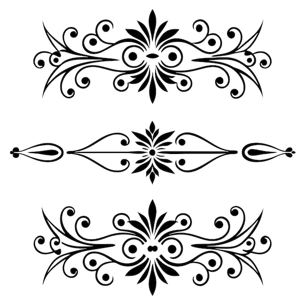 Conjunto de colecciones de divisores ornamentales caligráficos de diseño simple y minimalista