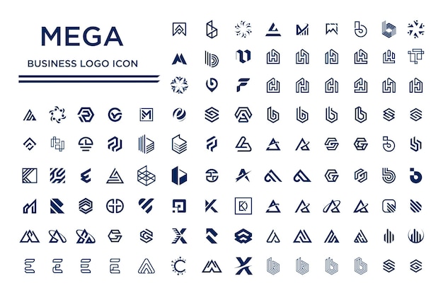 Conjunto de colecciones de elementos de diseño de logotipos corporativos mega idea de icono vectorial con estilo de concepto creativo