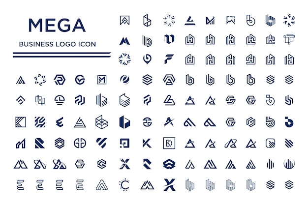 Vector conjunto de colecciones de elementos de diseño de logotipos corporativos mega idea de icono vectorial con estilo de concepto creativo