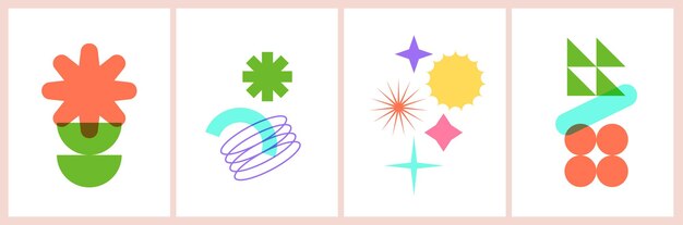 conjunto de colecciones de formas básicas de diseño plano y colorido