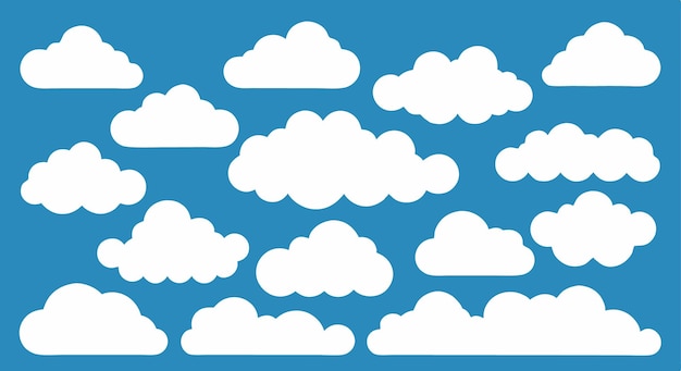 Conjunto de colecciones de formas de nubes de diseño plano