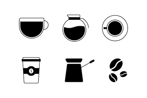 Conjunto de colecciones de iconos de cafeterías Ilustración vectorial aislada Diseño