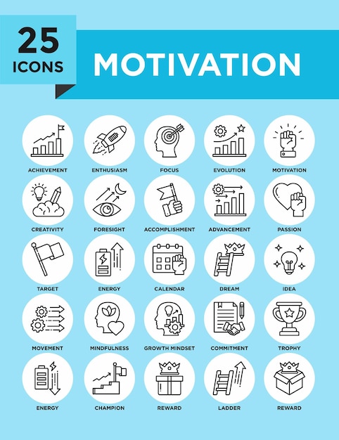 Conjunto de colecciones de iconos de motivación