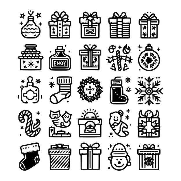 Conjunto de colecciones de iconos de Navidad y Feliz Año Nuevo Adobe Illustrator EPS 10