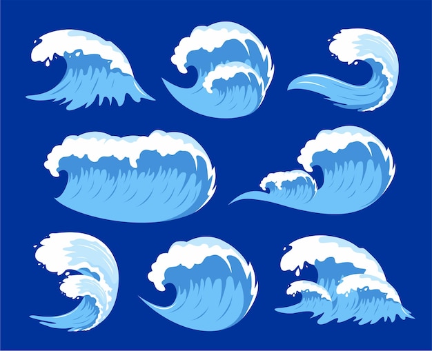 Conjunto de colecciones de ilustración de mar de olas