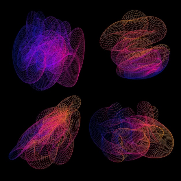 Conjunto de colecciones de objetos lineales abstractos Elemento de diseño para sitios web pancartas volantes carteles
