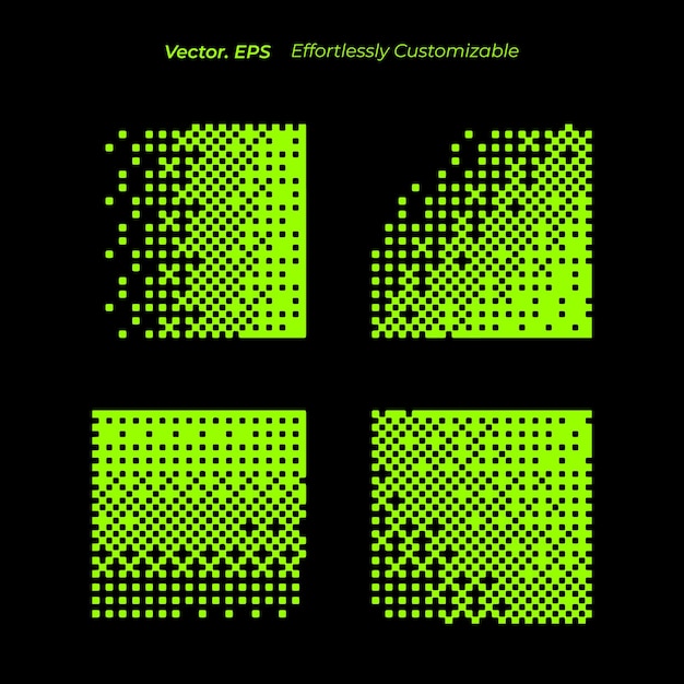 Conjunto de colecciones patrón de estilo de píxeles de gradiente cuadrado vector de brutalismo y2k