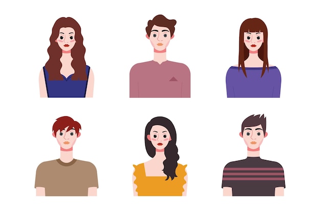 Conjunto de colecciones de personas diseño de avatares Caracteres para redes sociales y aplicaciones de sitios web de redes
