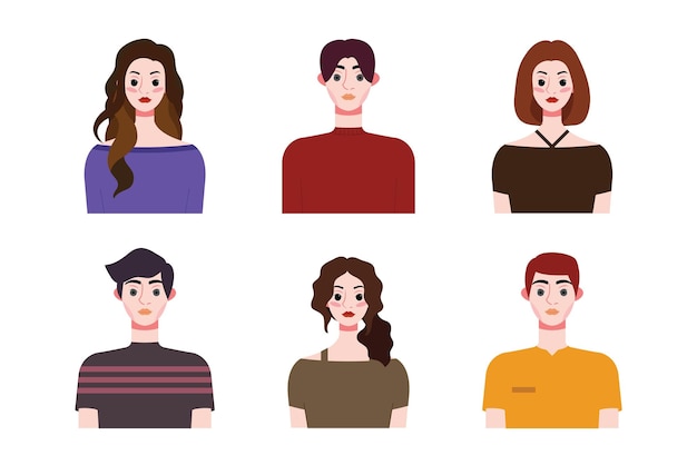 Conjunto de colecciones de personas diseño de avatares Caracteres para redes sociales y aplicaciones de sitios web de redes