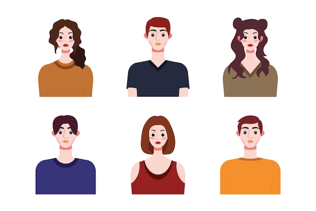 Conjunto de colecciones de personas diseño de avatares Caracteres para redes sociales y aplicaciones de sitios web de redes