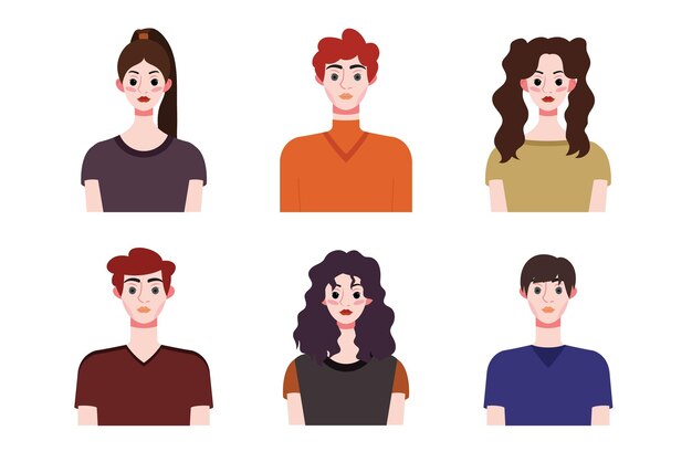 Conjunto de colecciones de personas diseño de avatares Caracteres para redes sociales y aplicaciones de sitios web de redes
