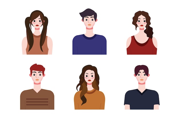 Conjunto de colecciones de personas diseño de avatares Caracteres para redes sociales y aplicaciones de sitios web de redes