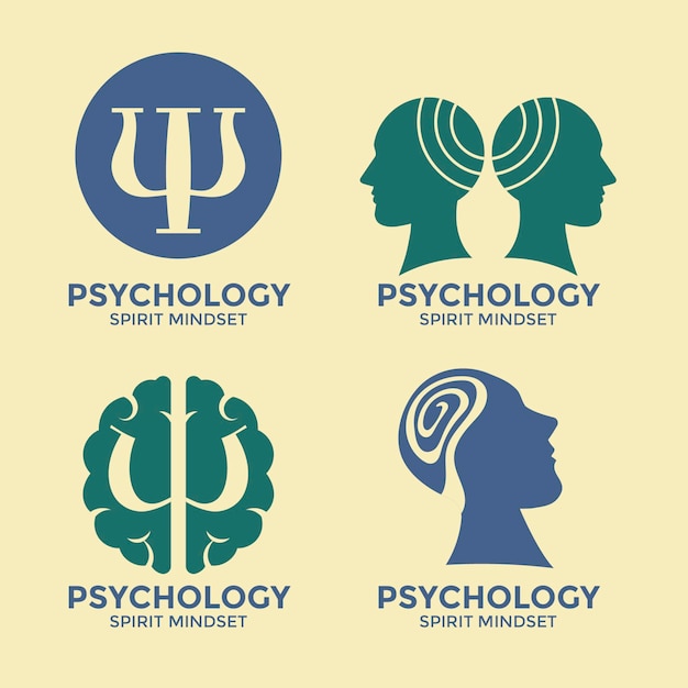 Conjunto de colecciones de psicología y terapia Diseño de ideas de emblemas