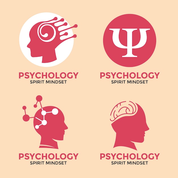 Conjunto de colecciones de psicología y terapia Diseño de ideas de emblemas