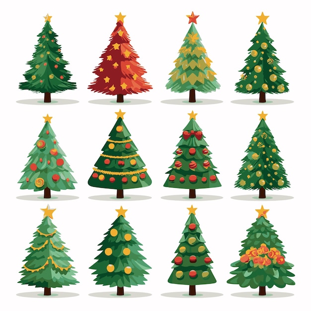 Vector conjunto de colecciones vectoriales de árbol de navidad