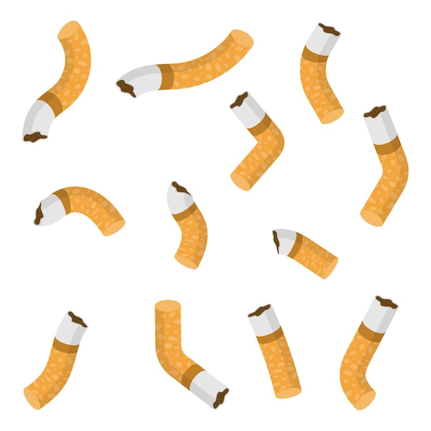 Vector un conjunto de colillas de cigarrillos ilustración vectorial