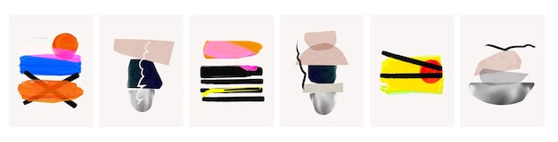 Conjunto de collage de ilustraciones vectoriales artísticas de diferentes texturas y formas