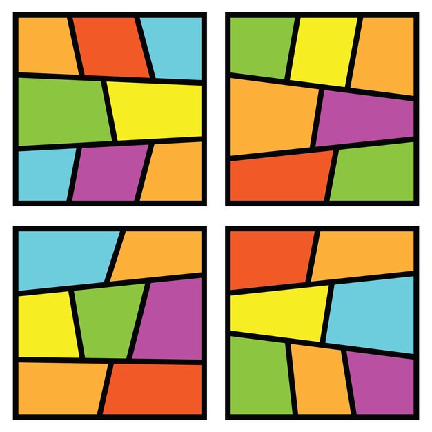 Conjunto de color collage cuadrícula divisor cómico plantilla en blanco aislado