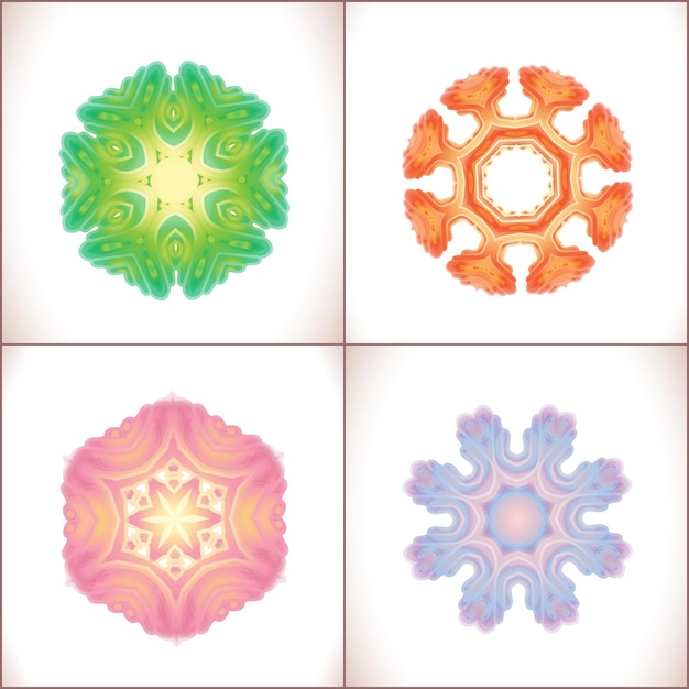 Conjunto de color mandala de ilustración vectorial