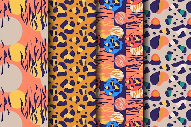 Conjunto coloreado de estampados sin costuras de animales