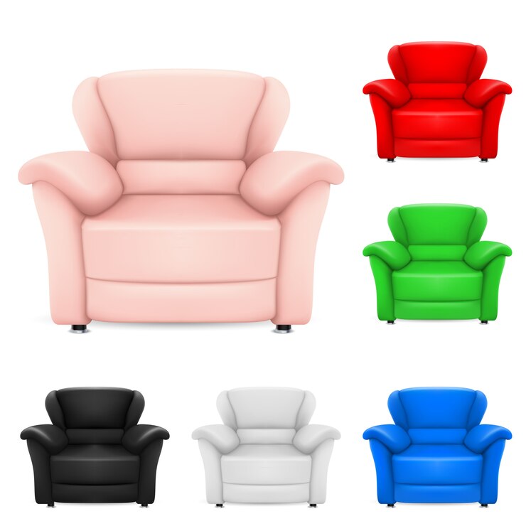 Vector conjunto coloreado de sillas elegantes