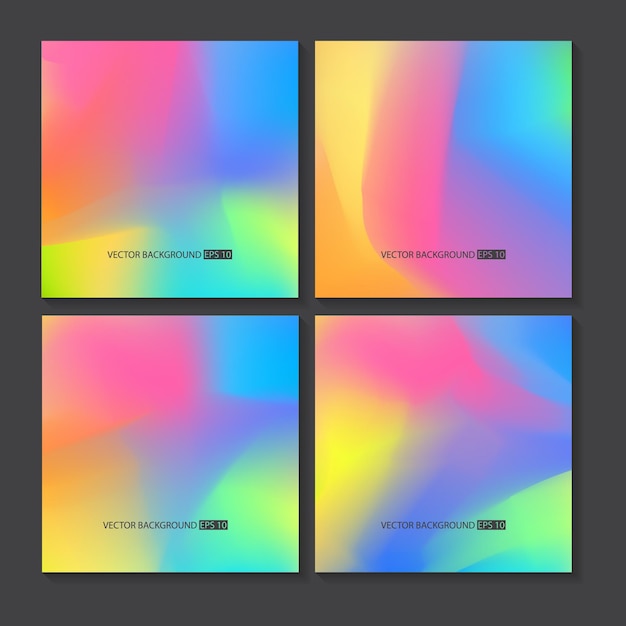Conjunto de colores brillantes de holograma. plantilla de malla.