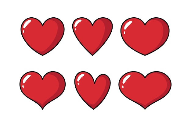 Conjunto de colores de estilo de corazones