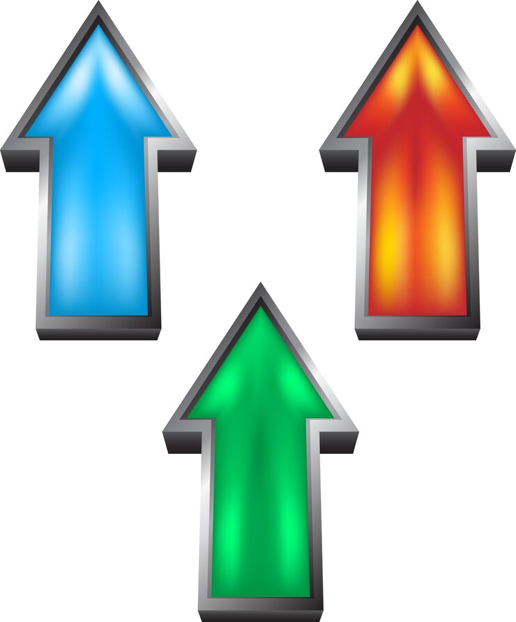 Vector conjunto de colores de flechas aislado sobre fondo blanco