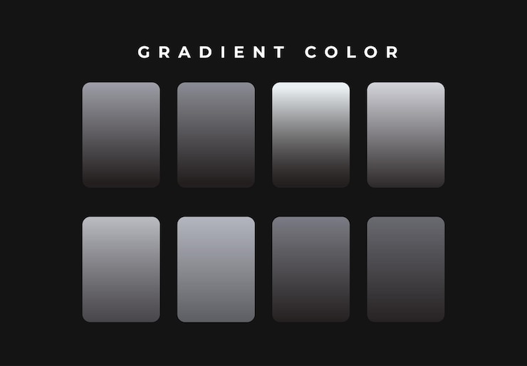 Vector conjunto de colores de gradiente plateado