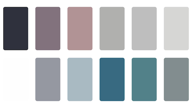 un conjunto de colores gris y verde con un fondo gris oscuro