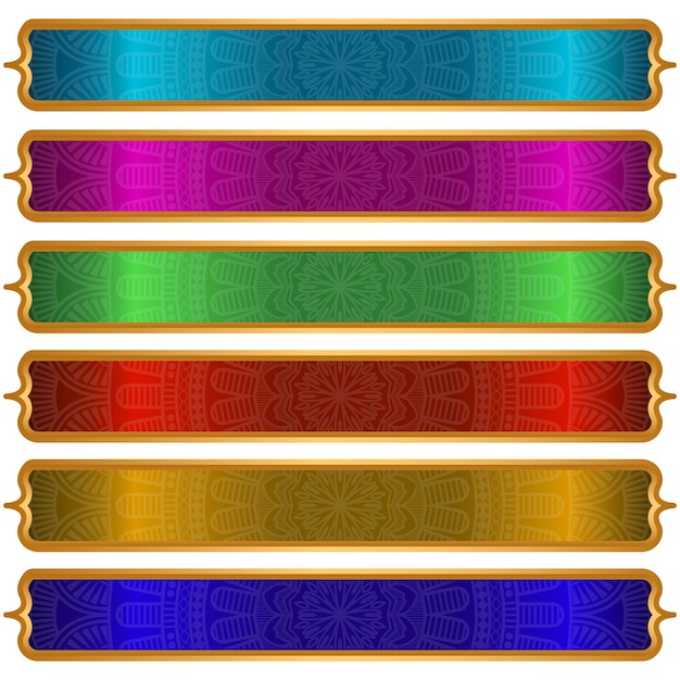 Conjunto de colores de lujo dorado árabe bandera islámica título marco de texto borde fondo transparente