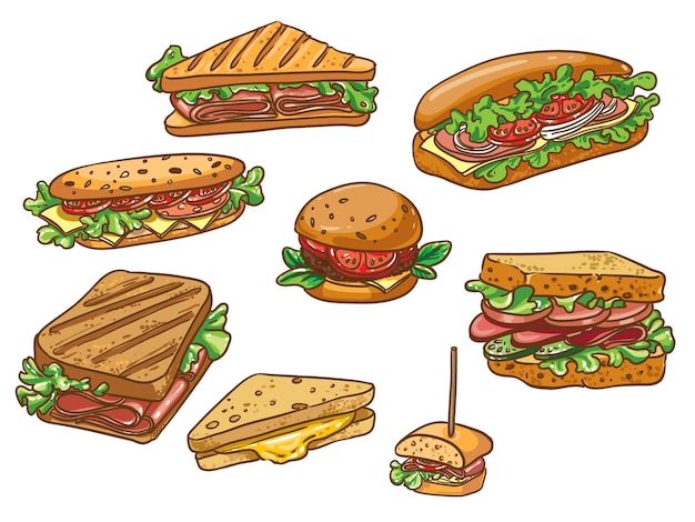 Vector conjunto de colores sándwich vectorial