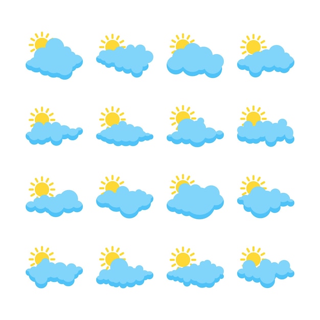Conjunto de colores vectoriales de diferentes nubes Ilustración